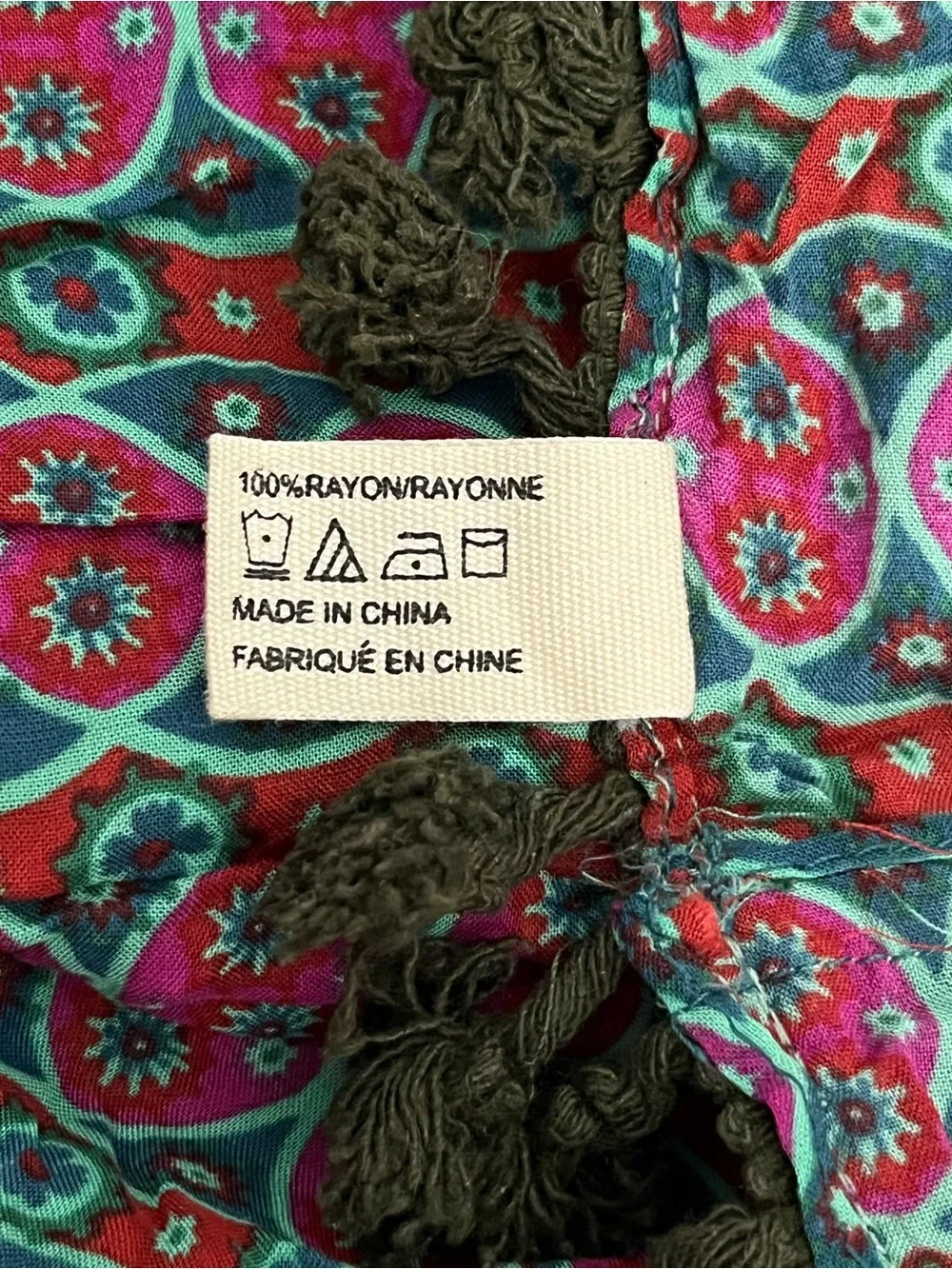 Natural Life Infinity Scarf Fringe Geometric Abstract Pattern Soft Casual Hippie